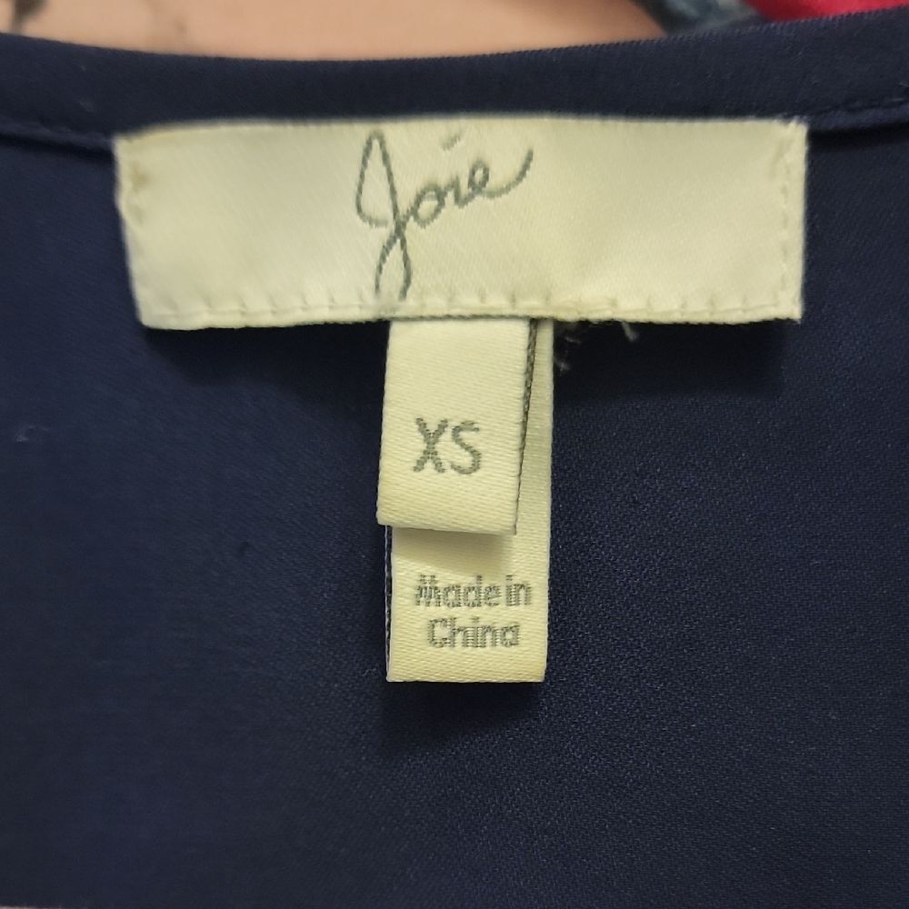 Joie Deep Blue Silk Blouse with Tassel Details - Picture 4 of 14